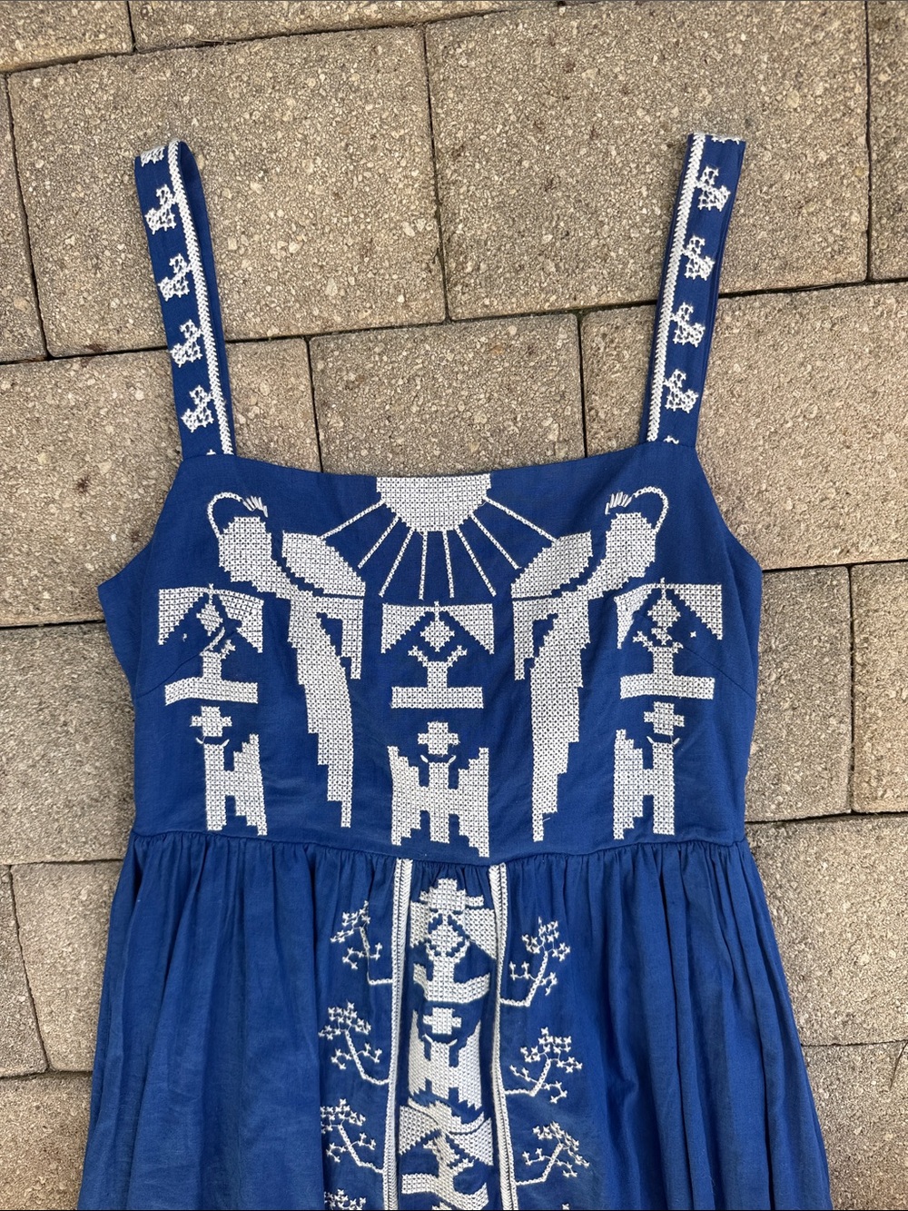 FARM Rio Blue Maxi Dress with White Embroidery - Picture 6 of 7